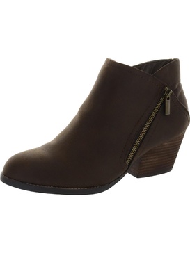bobbi womens double zipper almond toe booties