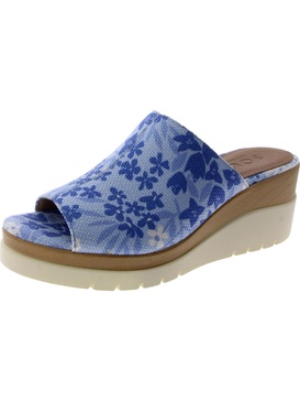 good times womens faux leather slide wedge sandals