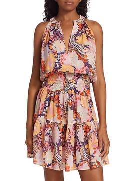 courtney floral silk minidress in midnight rose multi