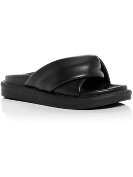 ryle womens faux leather slip on slide sandals