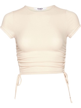 womens ribbed drawstring t-shirt