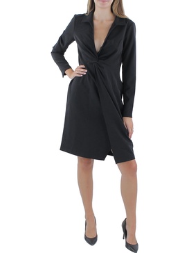womens crepe twist front sheath dress
