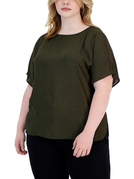 womens dot print cap sleeve pullover top