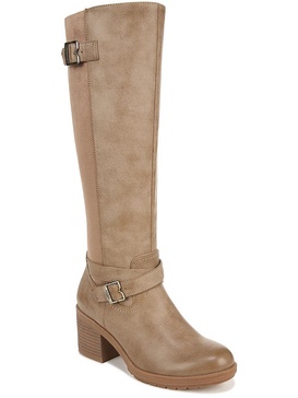 prairie womens faux leather block heel knee-high boots