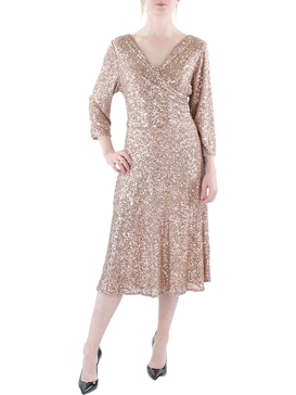 womens sequined below knee cocktail and party dress