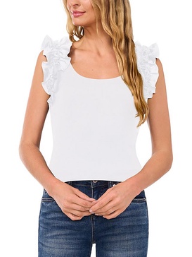 womens scoop neck ruffled shell