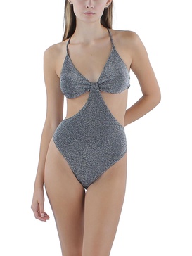 womens metallic cut-out one-piece swimsuit