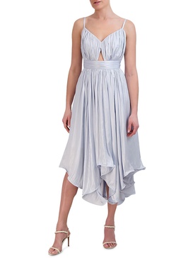 womens below knee pleated midi dress
