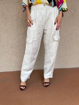 giada linen-blend tapered pants in wool white