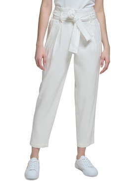 womens linen high waist cropped pants