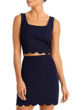 womens scalloped hem tank cropped