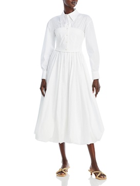 womens puff collar midi dress