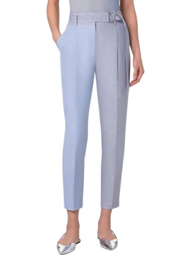 fred micro stripe tapered-leg ankle pants in ink/sapphire/cream