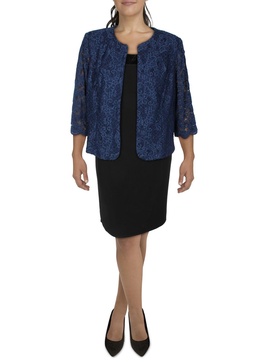 plus womens lace glitter collarless blazer