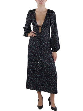 womens tie neck long maxi dress