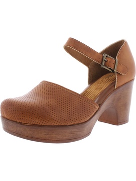 gia womens faux leather ankle strap mule sandals