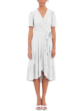 womens ruffled surplice midi dress