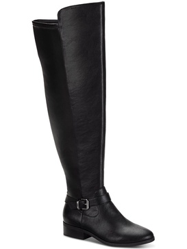 charlaa womens faux leather buckle over-the-knee boots