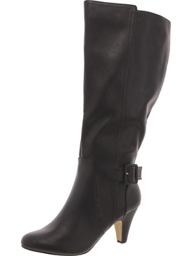 womens faux leather wide calf knee-high boots