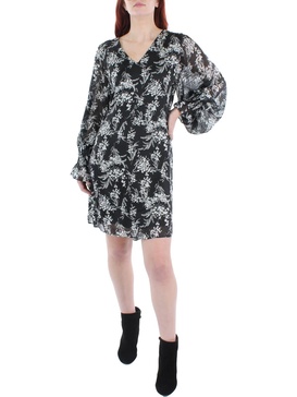 womens chiffon floral shift dress