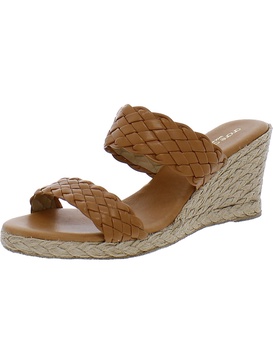 aria womens leather slip-on wedge sandals