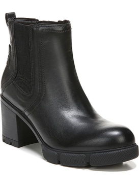 mindy womens leather block heel chelsea boots