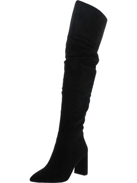 alexiana womens pointed floral thigh-high boots