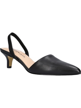 sarah womens leather kitten heel slingback heels