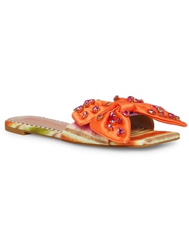 daisyy-r womens rhinestone bow slide sandals