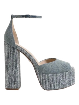 women's kori block heel platform sandal in denim