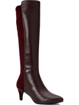 hakuu womens zipper pointed toe knee-high boots