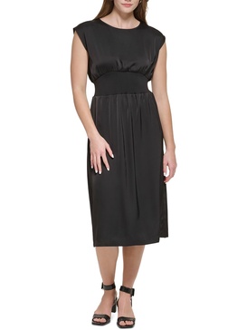 womens satin sleeveless midi dress
