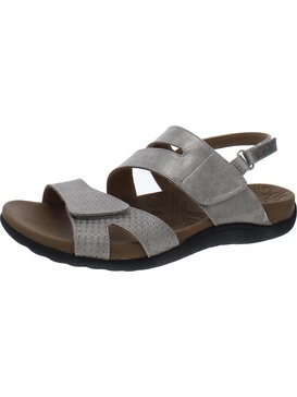 ridge womens faux leather metallic slingback sandals
