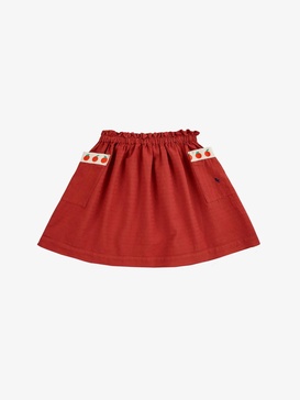 girl's pockets woven skirt in burgundy