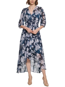 womens floral high low midi dress