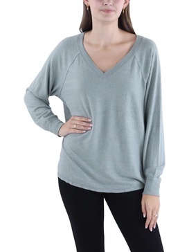 womens v-neck ribbed trim t-shirt
