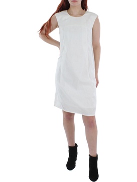 womens linen blend v neck shift dress