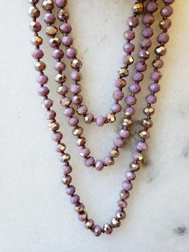 taupe and purple crystal beaded necklace