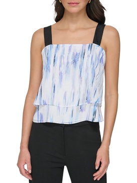 womens metallic double layer tank top