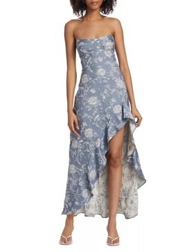 alyse dress in denim brocade