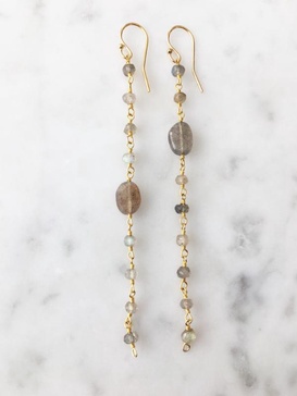 labradorite long chain earring