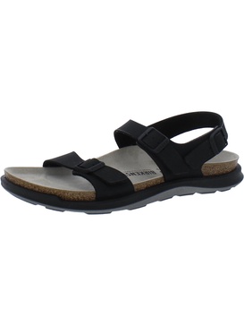 womens leather footbed strappy sandals