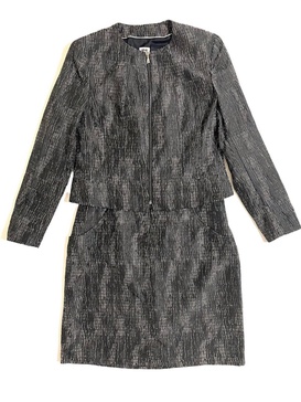 women's 2-piece jacquard jacket and pencil skirt set in black