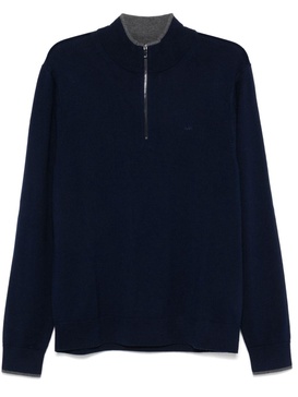 Blue Wool Blend Zip Sweater