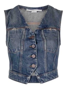 V-Neck Denim Waistcoat