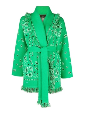 Green flash bandana belted cardigan