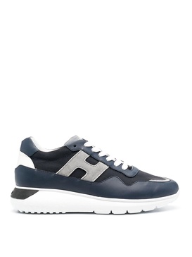 Panelled leather sneakers with logo