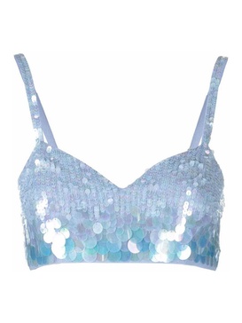 Iridescent sequin cropped top