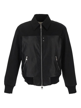 Leather bomber jacket