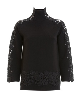 Black wool and lace sweater